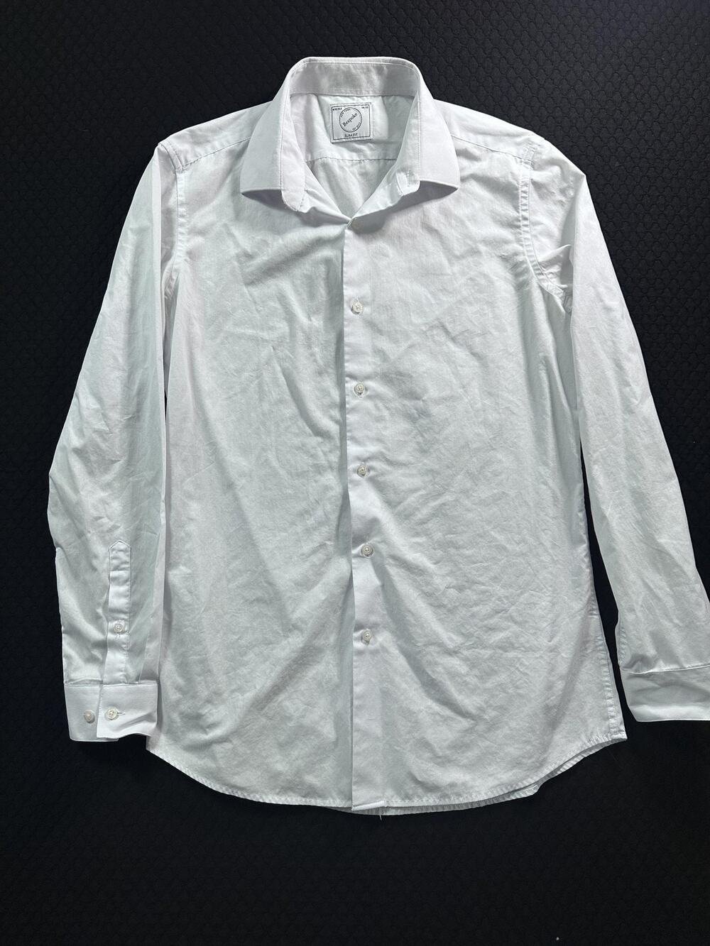 Bespoke Shirt Mens Medium White Slim Fit Long Sleeve Dress Collared Button Up
